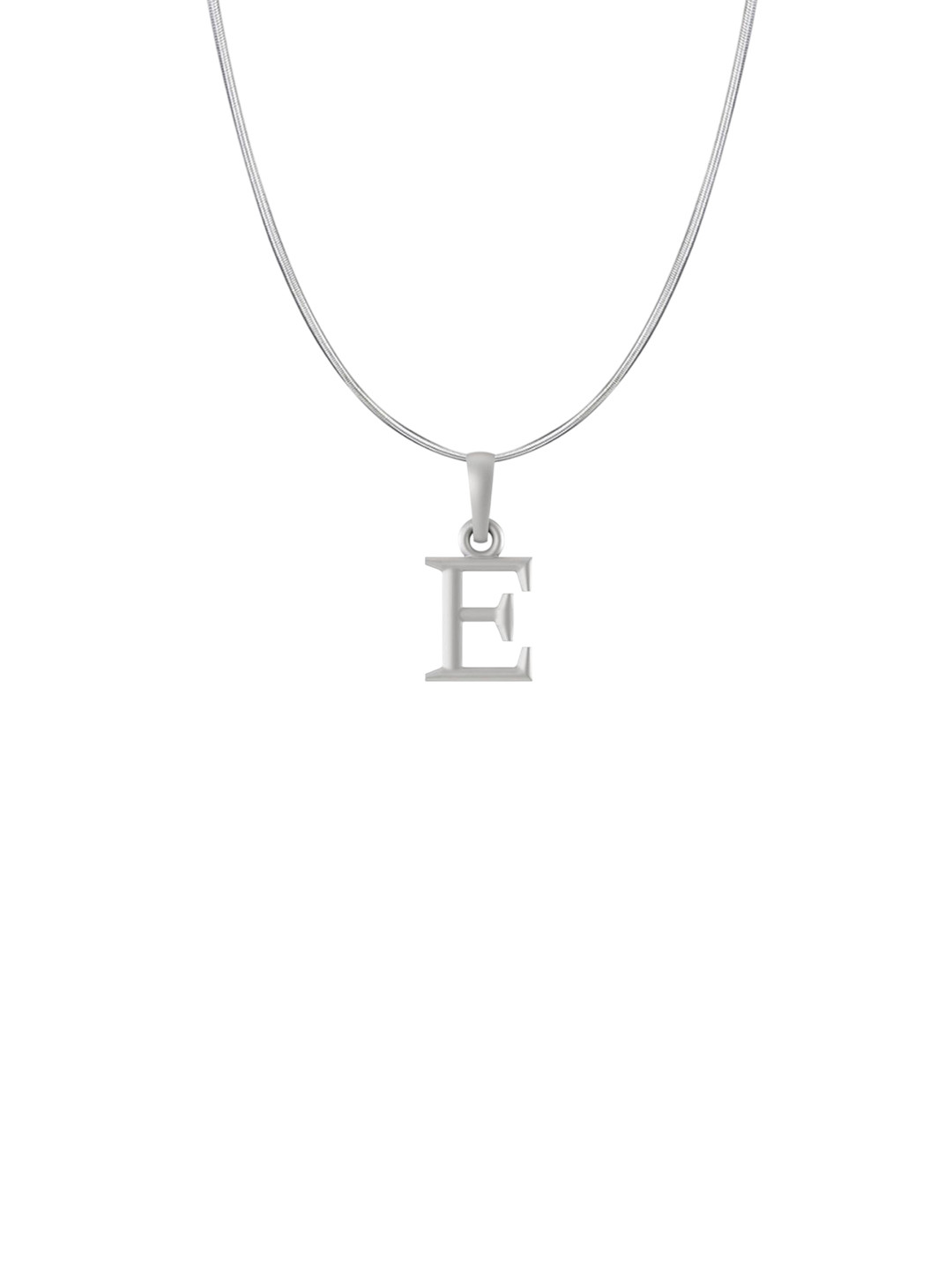 Metronaut 92.5 Sterling Silver Contemporary  E Alphabet Pendant with Chain