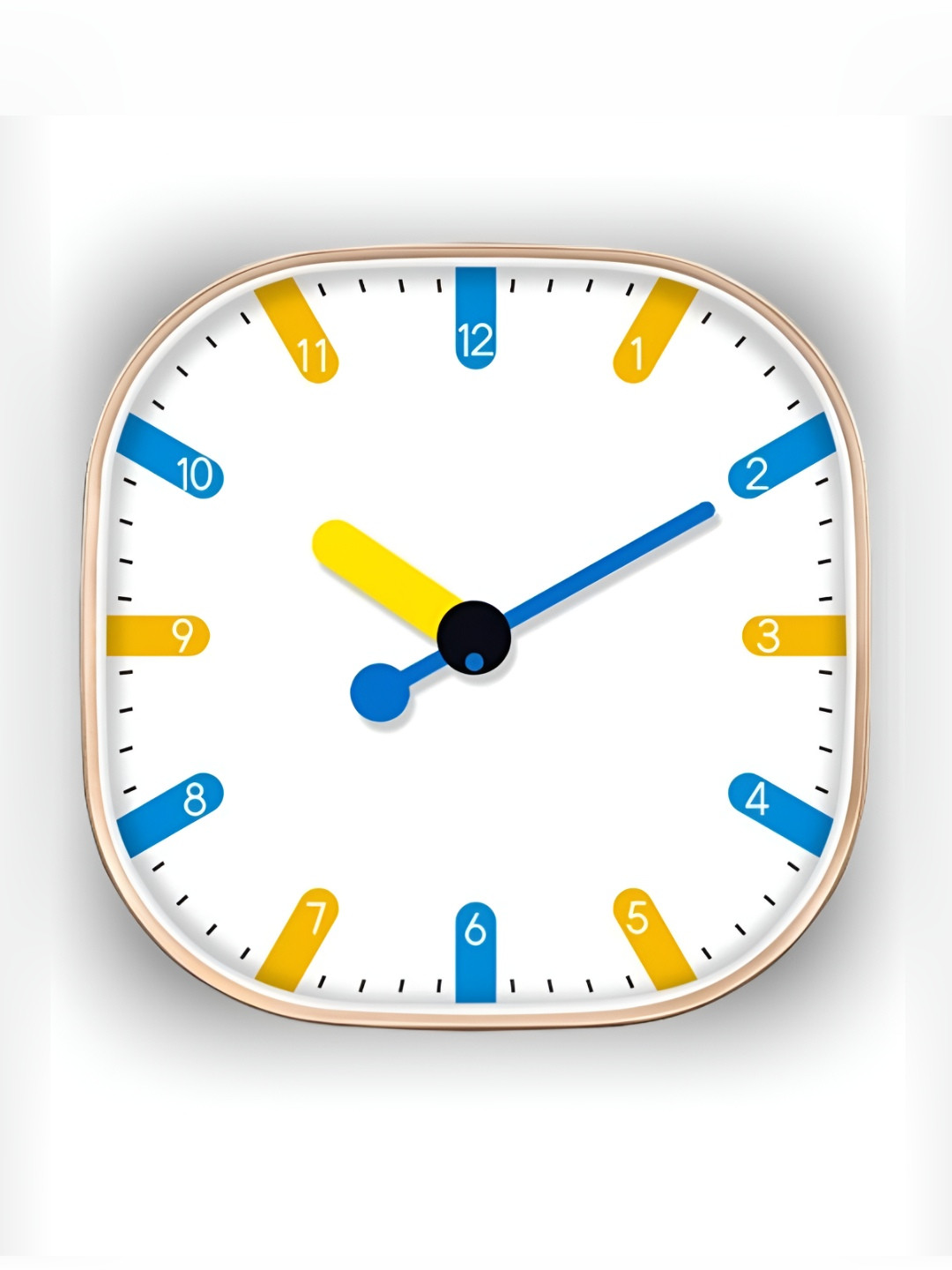 Star work White And Blue Square Analogue Contemporary Wall Clock