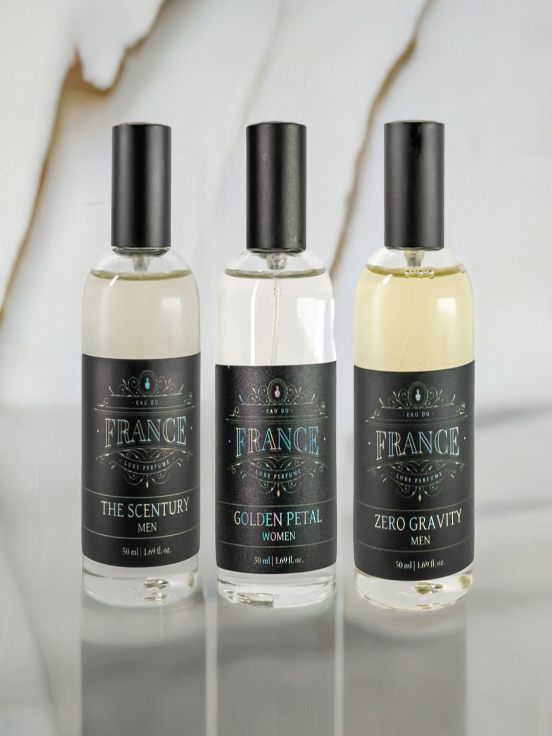 Eau DuFrance Set Of 3 The Scentury, Golden Petal & Zero Gravity Eau De Parfum - 50 ml Each