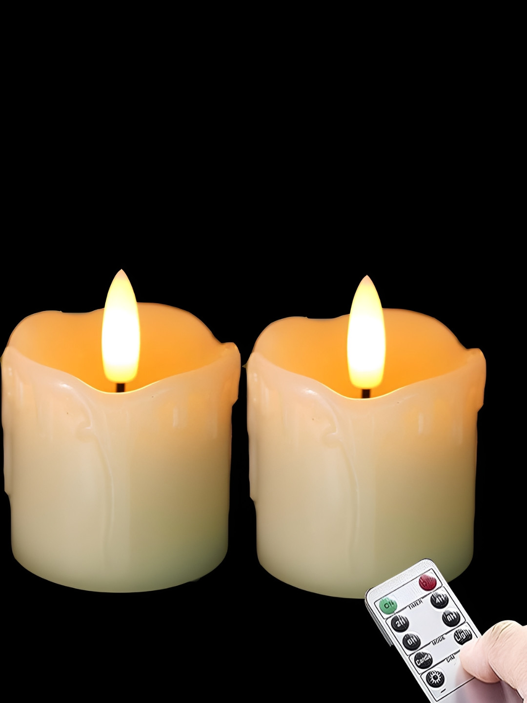 LTETTES White 2 Pieces Pillar LED Candles