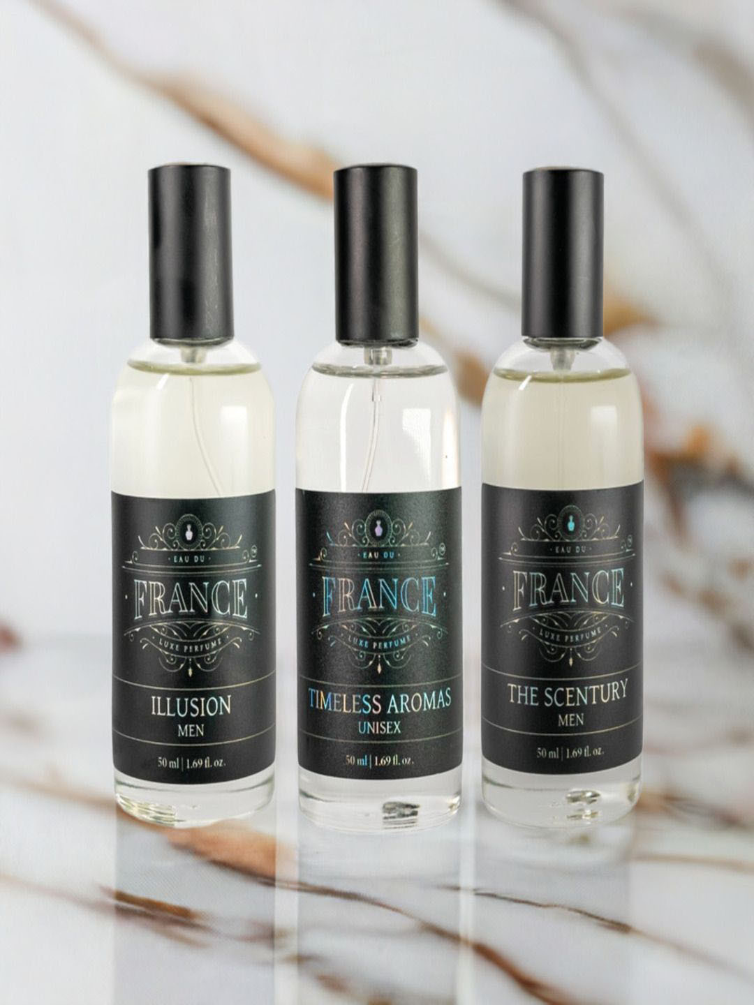 Eau DuFrance Set Of 3 Illusion Timeless Aromas & The Scentury Eau De Parfum - 50 ml Each