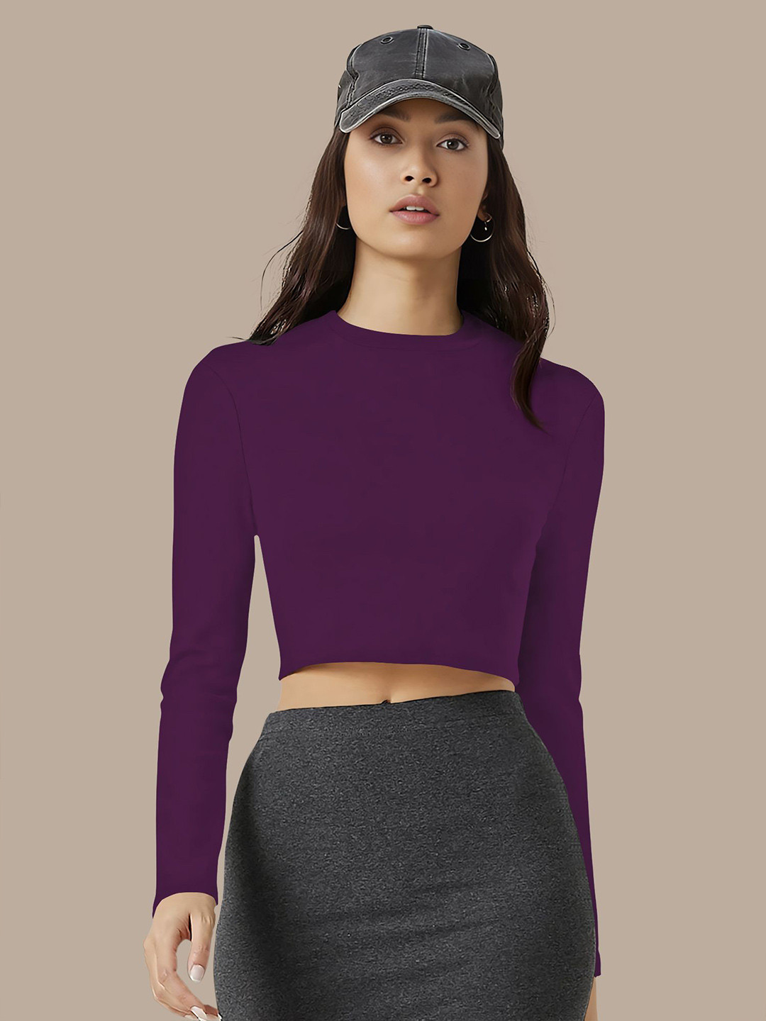 Dream Beauty Fashion Women Solid Mock Neck Long Sleeves Fitted Top
