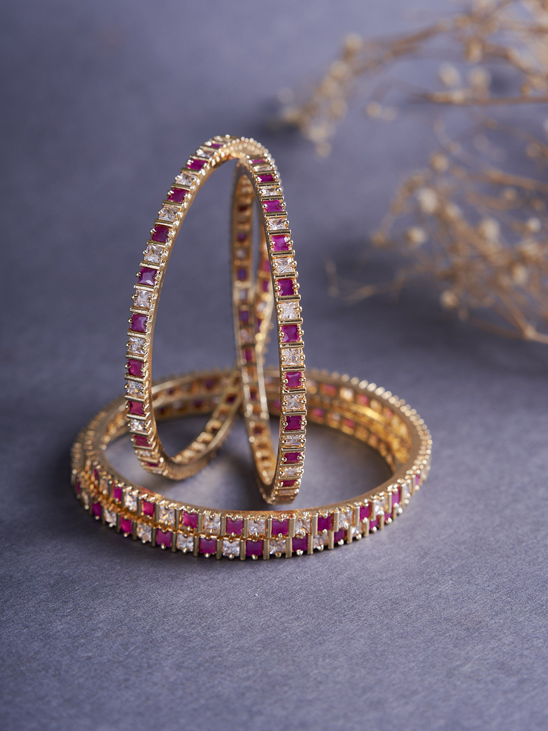 Opal Touch Set Of 4 Gold-Plated AD Studded Bangles