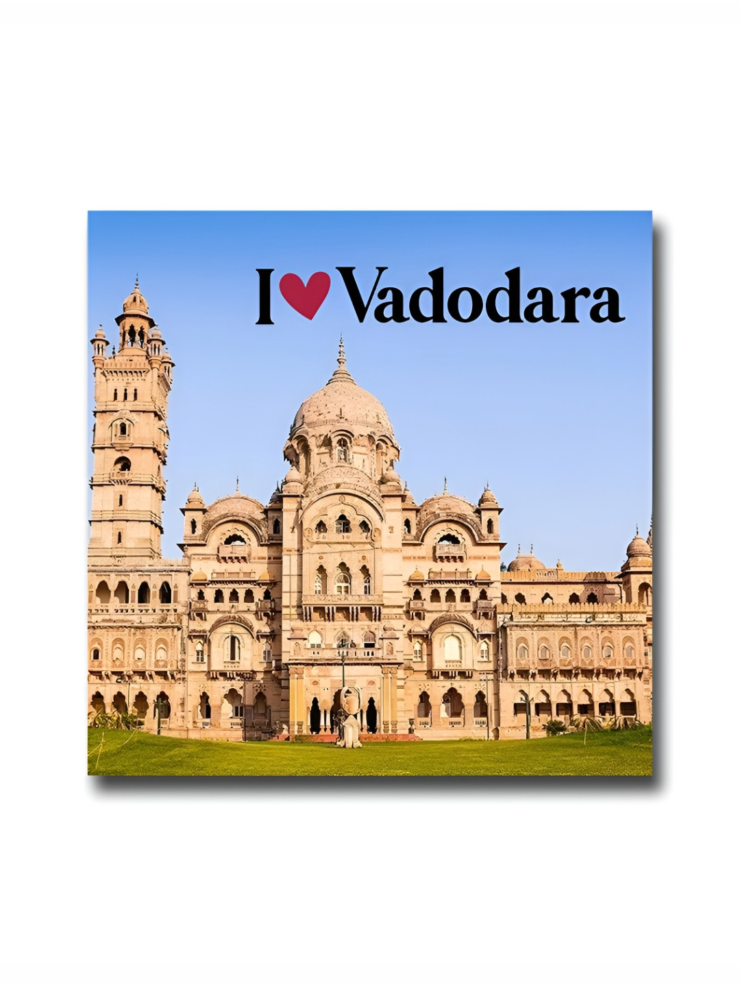 ARTBUG Blue & Beige Vadodara City Printed Wooden FridgeMagnet