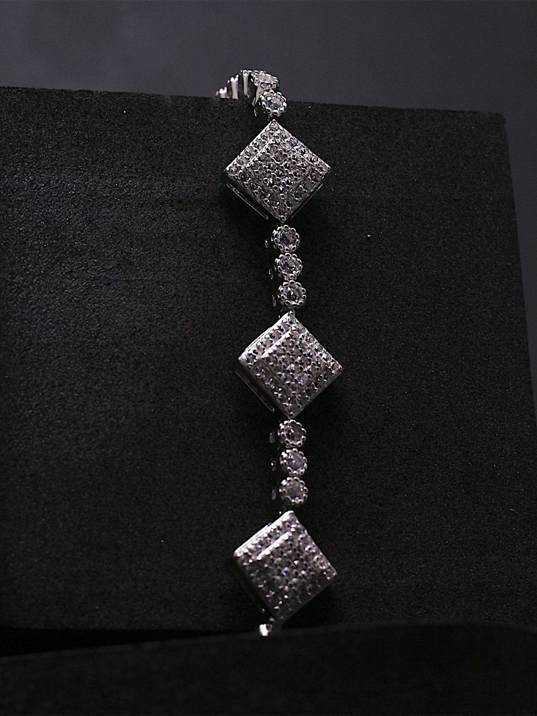 Silver by HM Women Sterling Silver Cubic Zirconia Rhodium-Plated Wraparound Bracelet