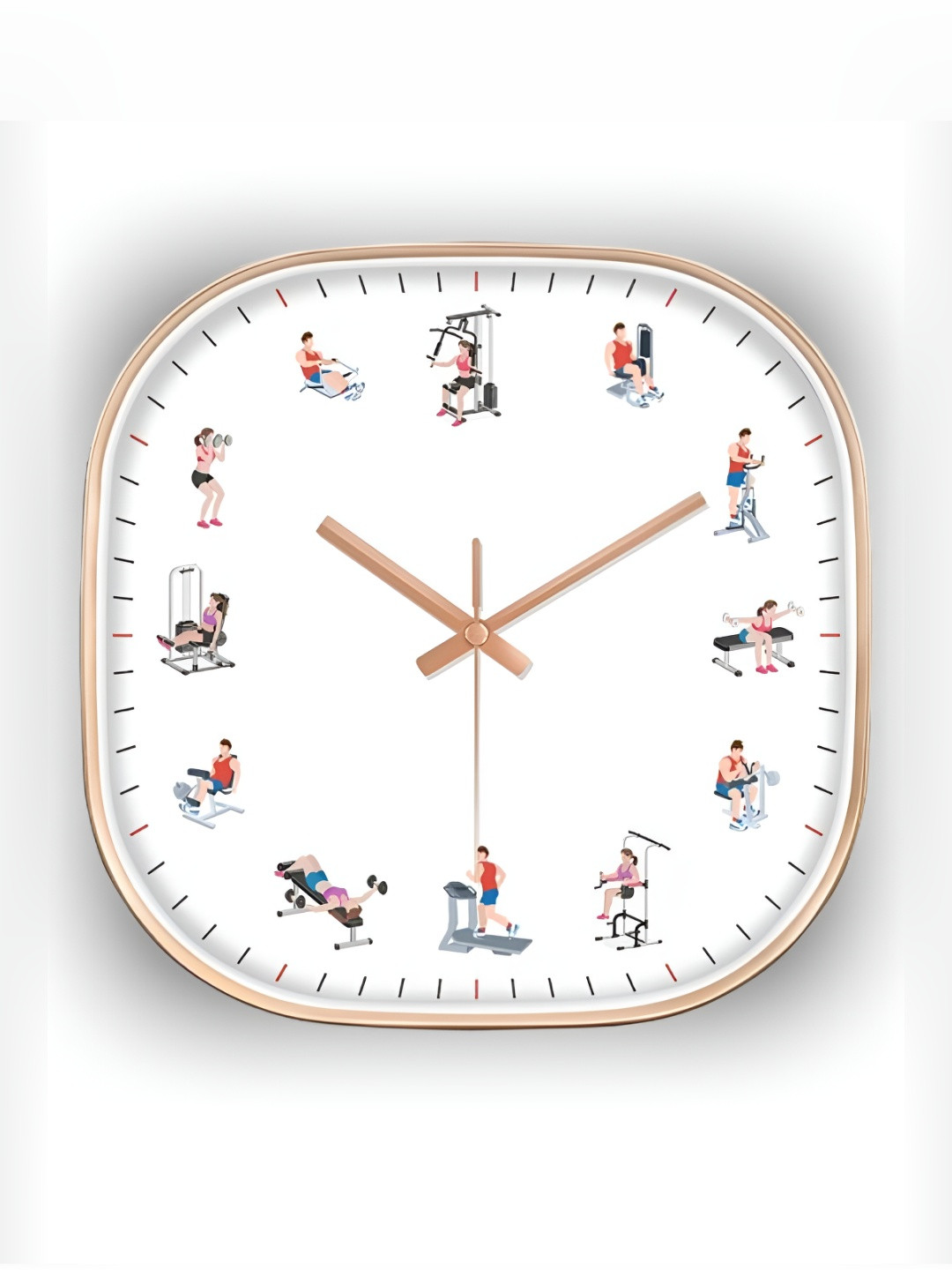 Star work White Solid Analogue Square Shaped Contemporary Wall Clock