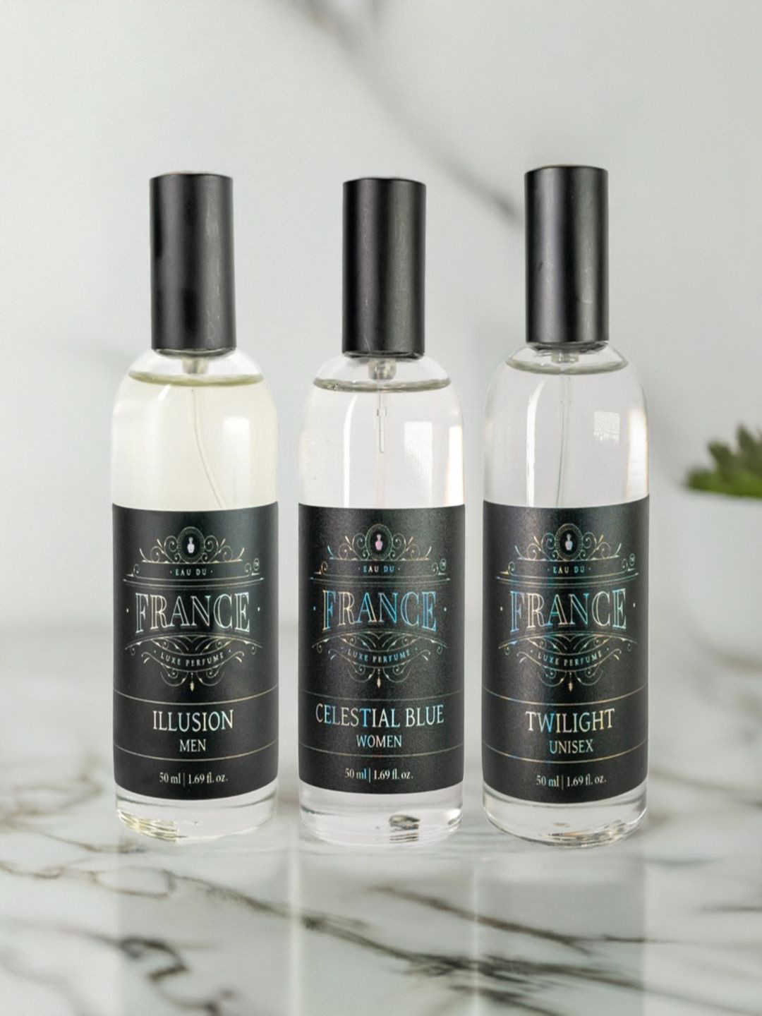 Eau DuFrance Set Of 3 Illusion With Celestial Blue & Twilight Eau De Parfum - 50 ml Each