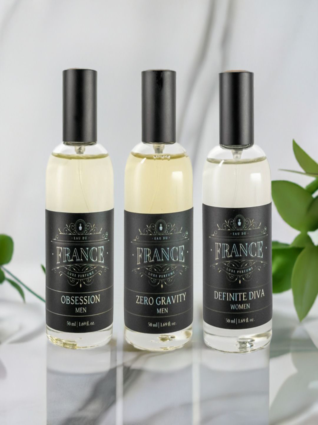 Eau DuFrance Set Of 3 Obsession Definite Diva & Zero Gravity Eau De Parfum - 50 ml Each