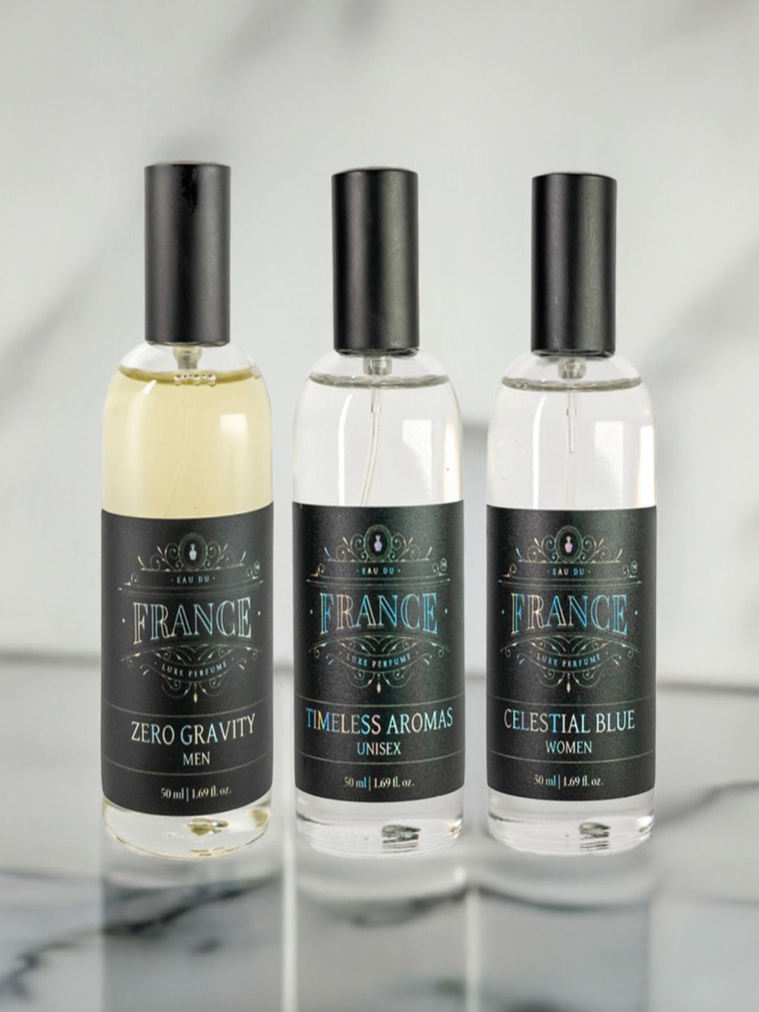 Eau DuFrance Set Of 3 Timeless Aromas Zero Gravity & Celestial Blue EDP- 50 ml Each