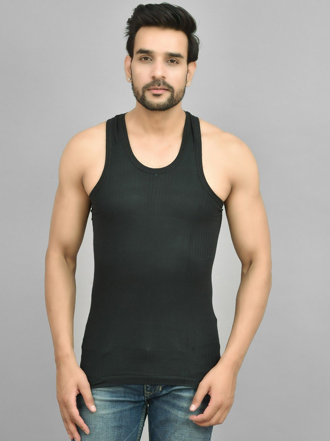 UNDERLOOP Pack Of 3 Cotton Parker Vests romeo3black80