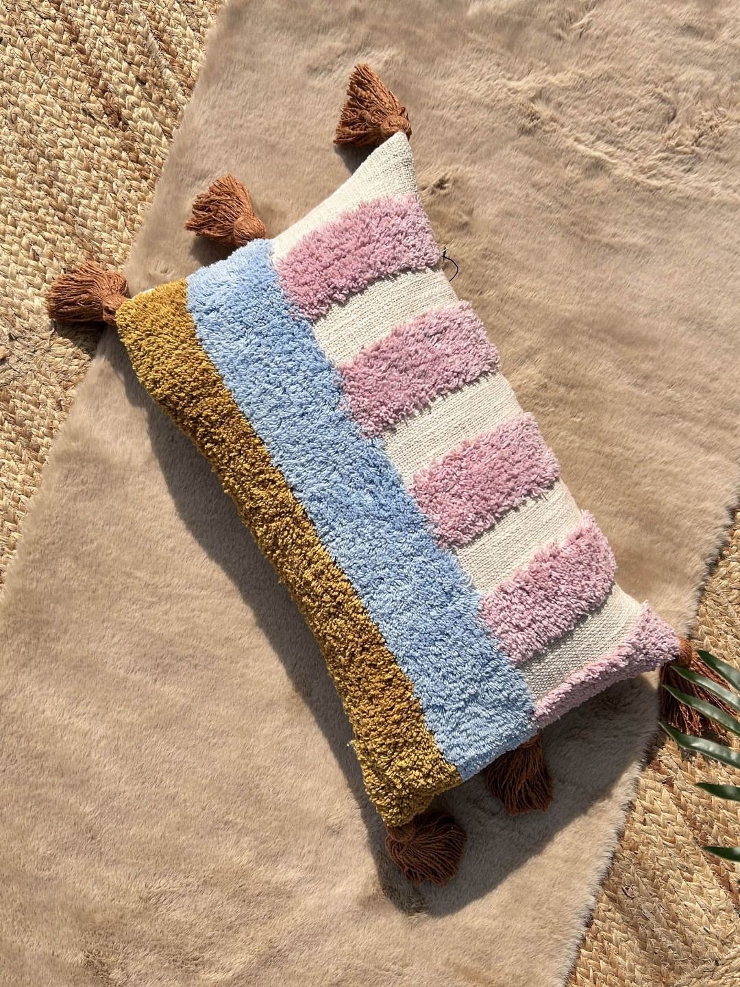 EXPORT HOUSE Geometric Cotton Ultra Soft 2 Pcs Embroidered Cushion Covers - 16 x 16 Inches