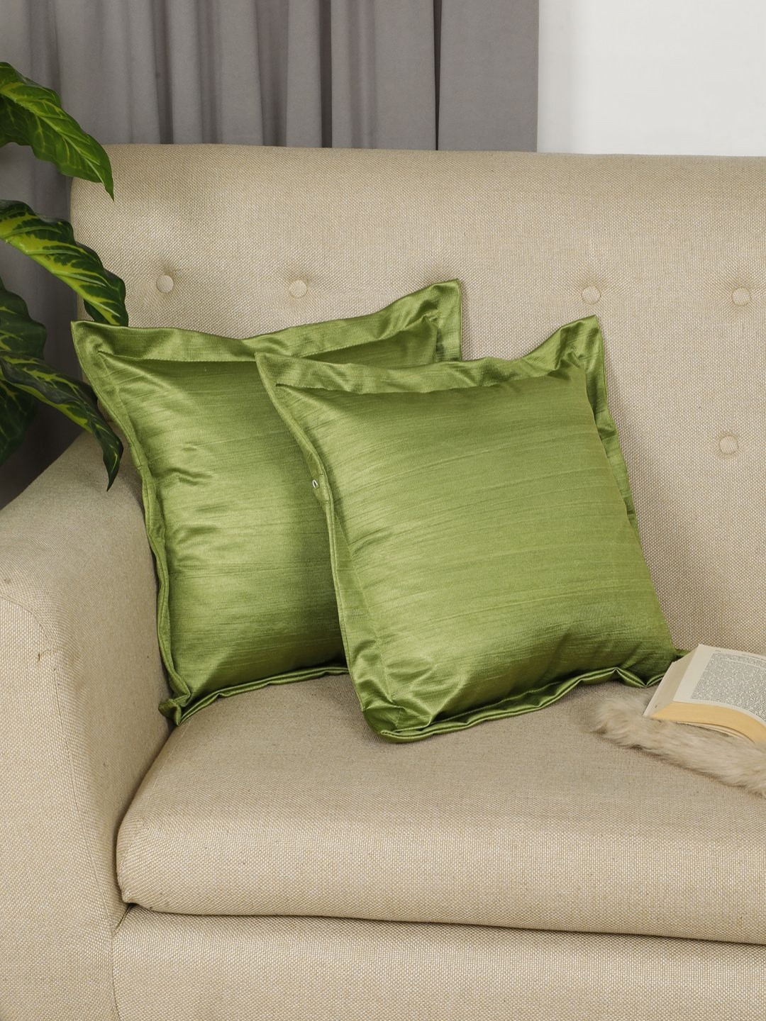 THE CONVERSION Flange border Polyester Anti-Wrinkle 2 Pcs Square Cushion Covers -16x16In