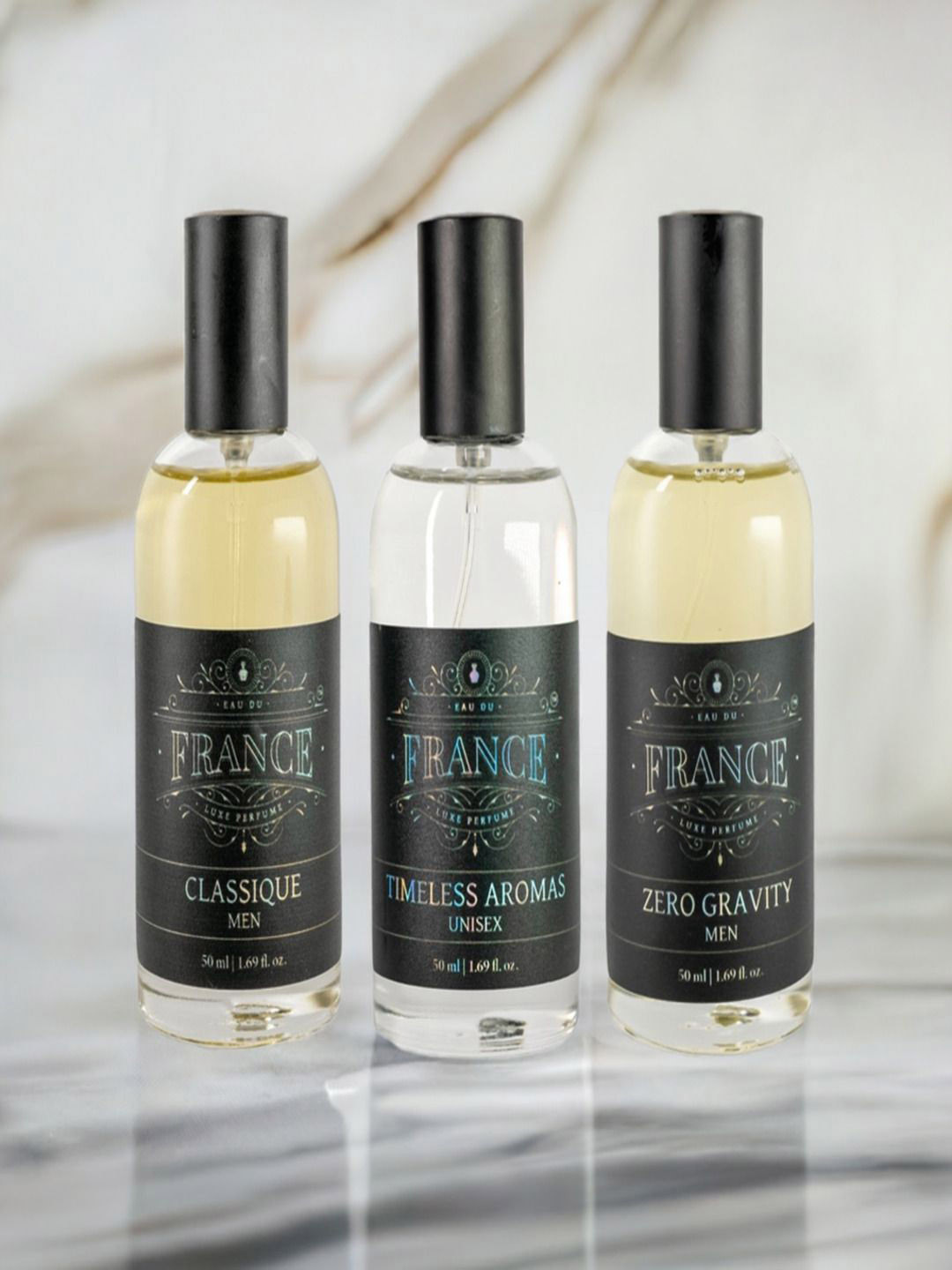 Eau DuFrance Set Of 3 Timeless Aromas Zero Gravity & Classique Eau De Parfum - 50 ml Each