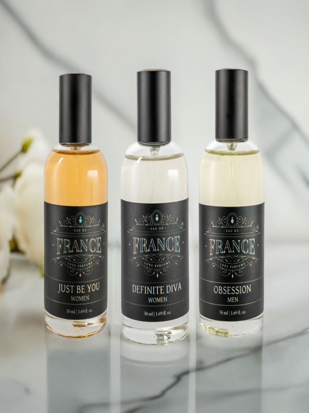 Eau DuFrance Set Of 3 Obsession Just Be You & Definite Diva EDP- 50 ml Each