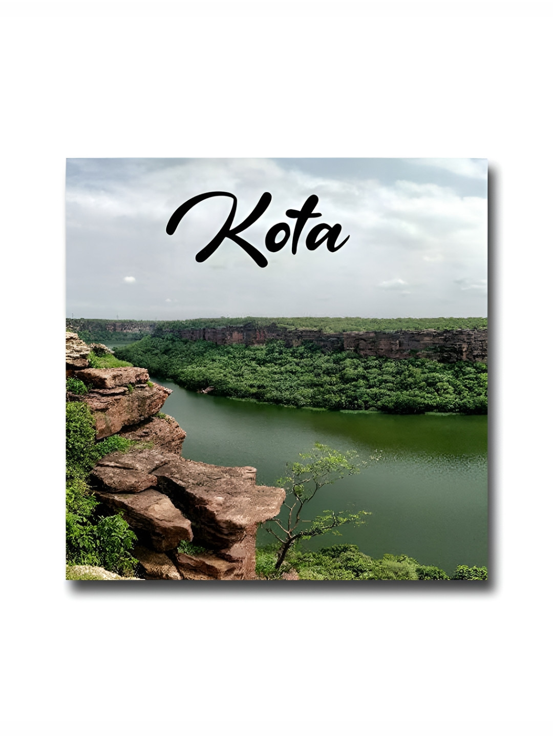ARTBUG Green & Brown Kota City Printed Wooden FridgeMagnet