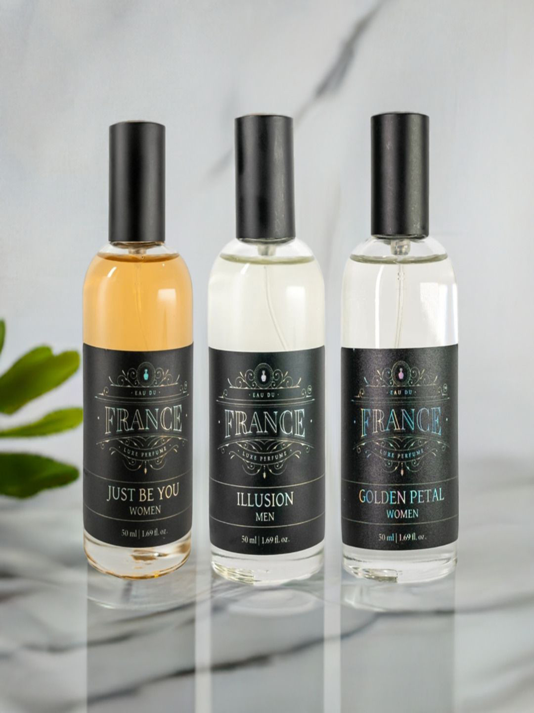 Eau DuFrance Set Of 3 Golden Petal, Illusion & Just Be You Eau De Parfum - 50 ml Each