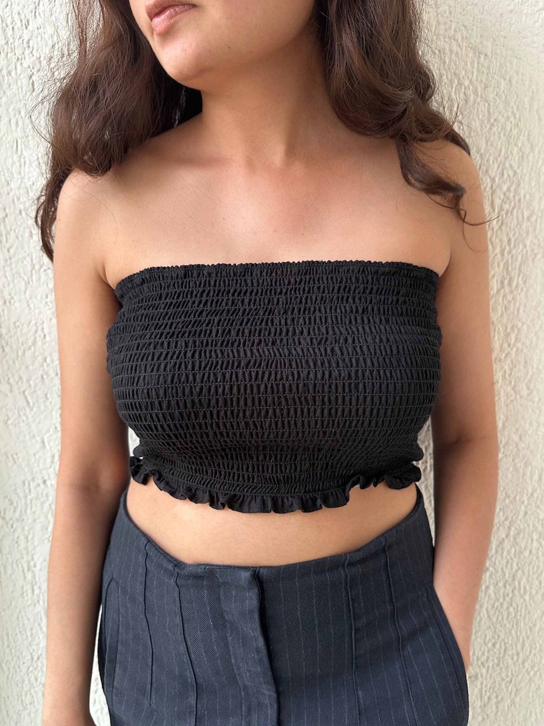 Medh Linen Tube Crop Top