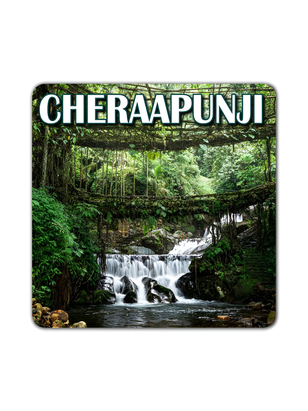 ARTBUG Green & White Cherrapunji City Printed Wooden FridgeMagnet