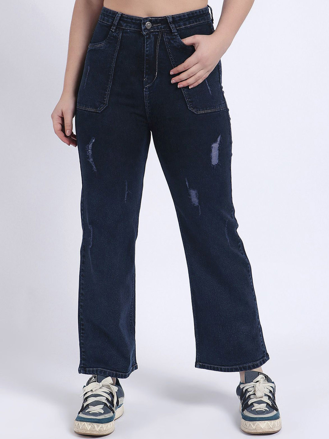 Hayler Women Bootcut Low-Rise Mildly Distressed Stretchable Jeans