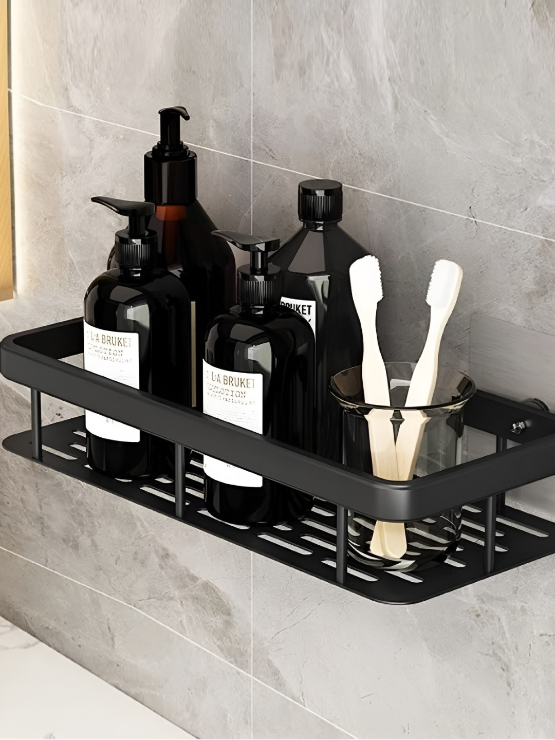 upkaranwale Black Solid Stainless Steel Bathroom Caddy