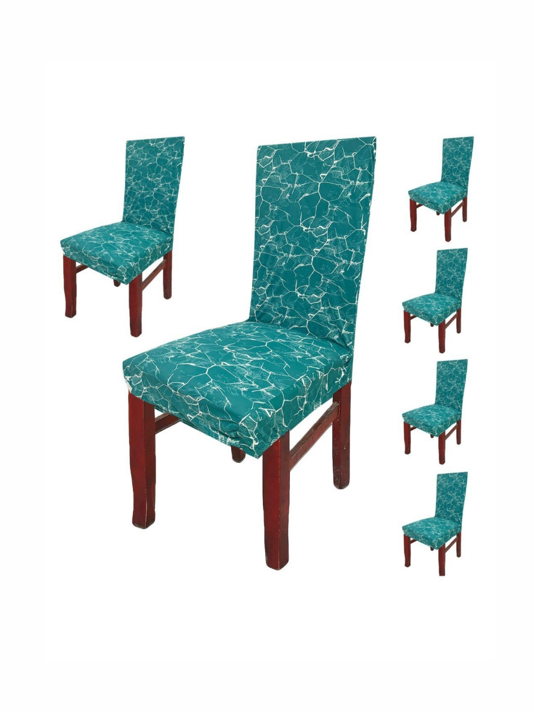 GIFTS ISLAND Set Of 6 Brown Marble Printed Chair Covers
