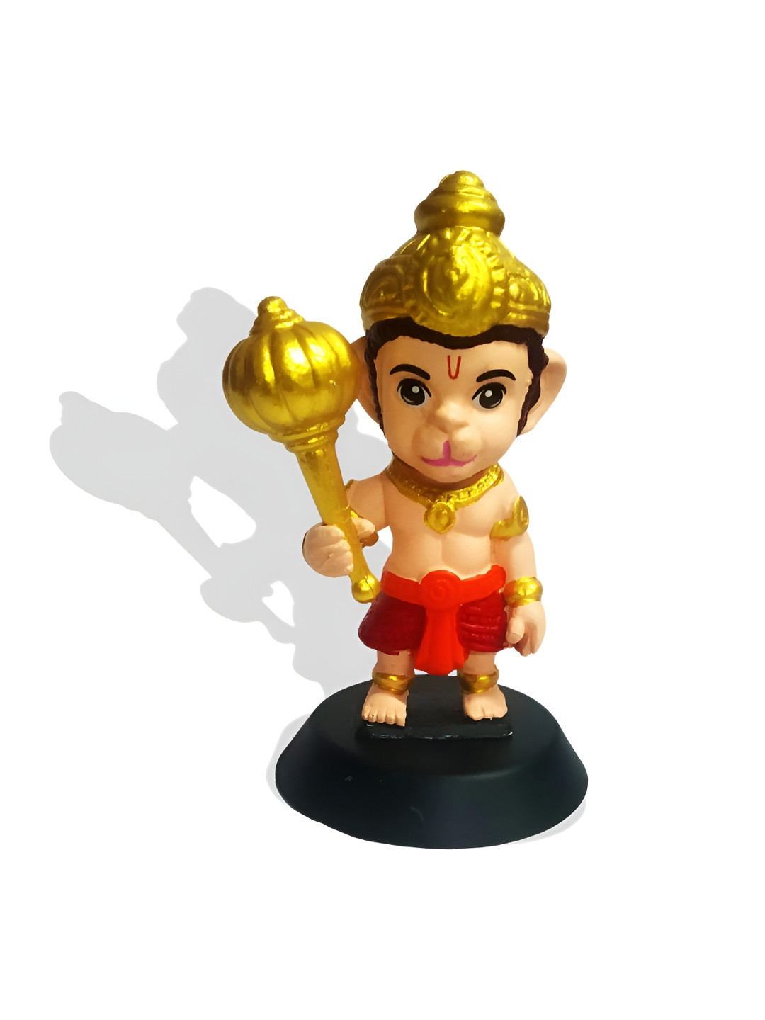 Adhvik Bal Hanuman Red Polyresin Natural Prayer Room Tiny Showpiece - 4 Inches