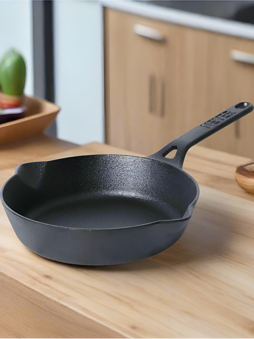 Nyra Kitchenware Black Cast Iron Non-Stick Skillet Pre-Seasoned Fry Pan