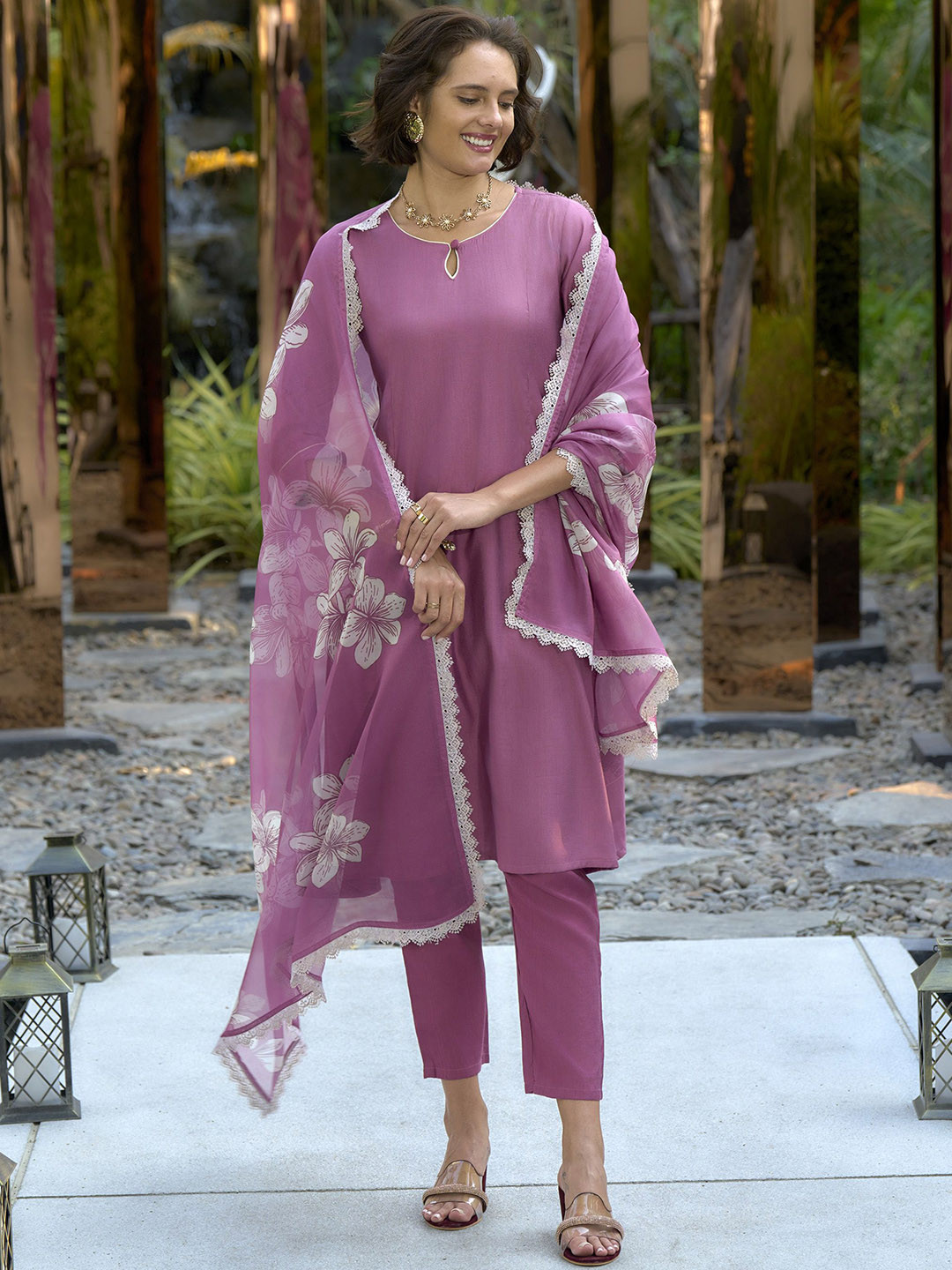 SHREE LAXMINARAYAN EXPORT Women A-Line Kurta & Pant With Printed Dupatta