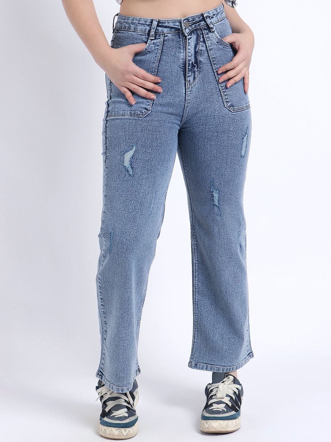 Hayler Women Bootcut Low-Rise Mildly Distressed Heavy Fade Stretchable Jeans