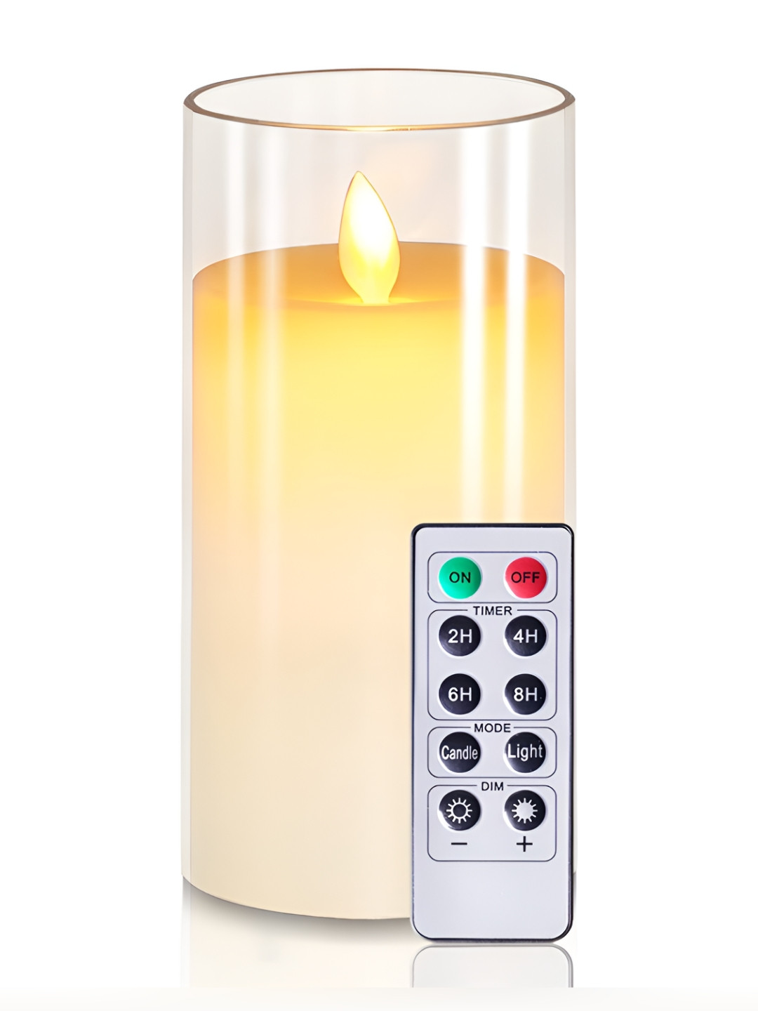 LTETTES Pillar LED Acrylic Glass1-WHITEP1 Scented Solid Geometric Regular Jar Candles
