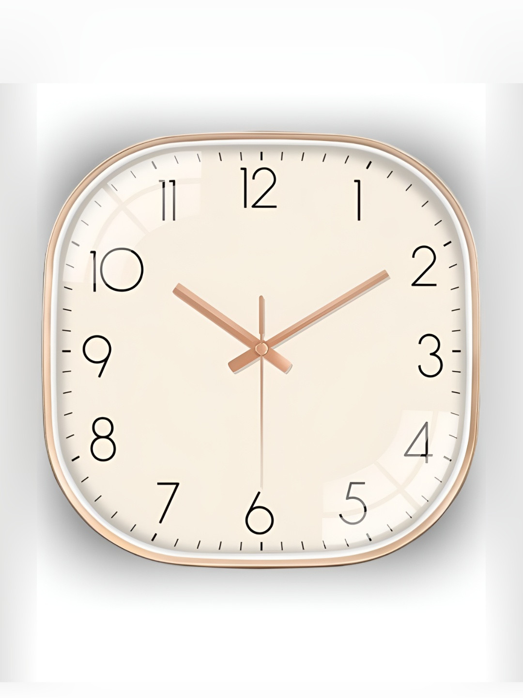 Star work Cream Plastic Large Display Square Battery Analogue Wall Clock-30cm