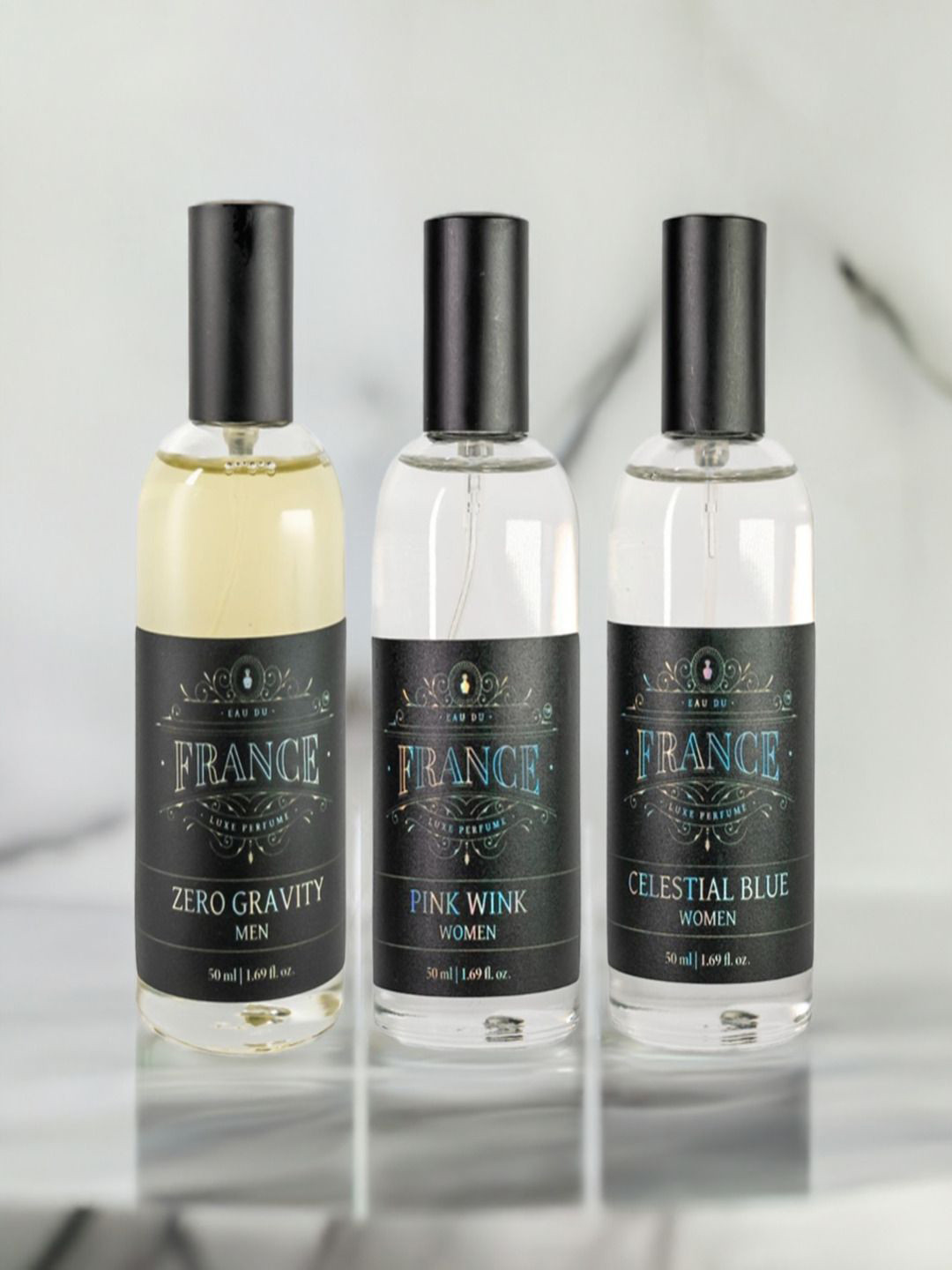 Eau DuFrance Set Of 3 Zero Gravity Pink Wink & Celestial Blue Eau De Parfum - 50 ml Each