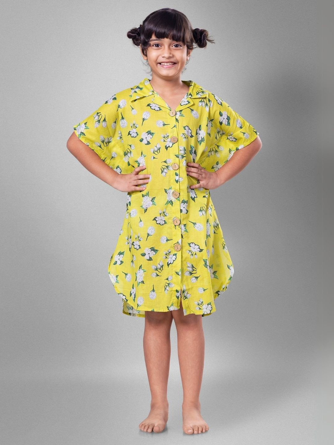 Tura Turi Floral Print Flared Sleeve Kaftan Midi Dress