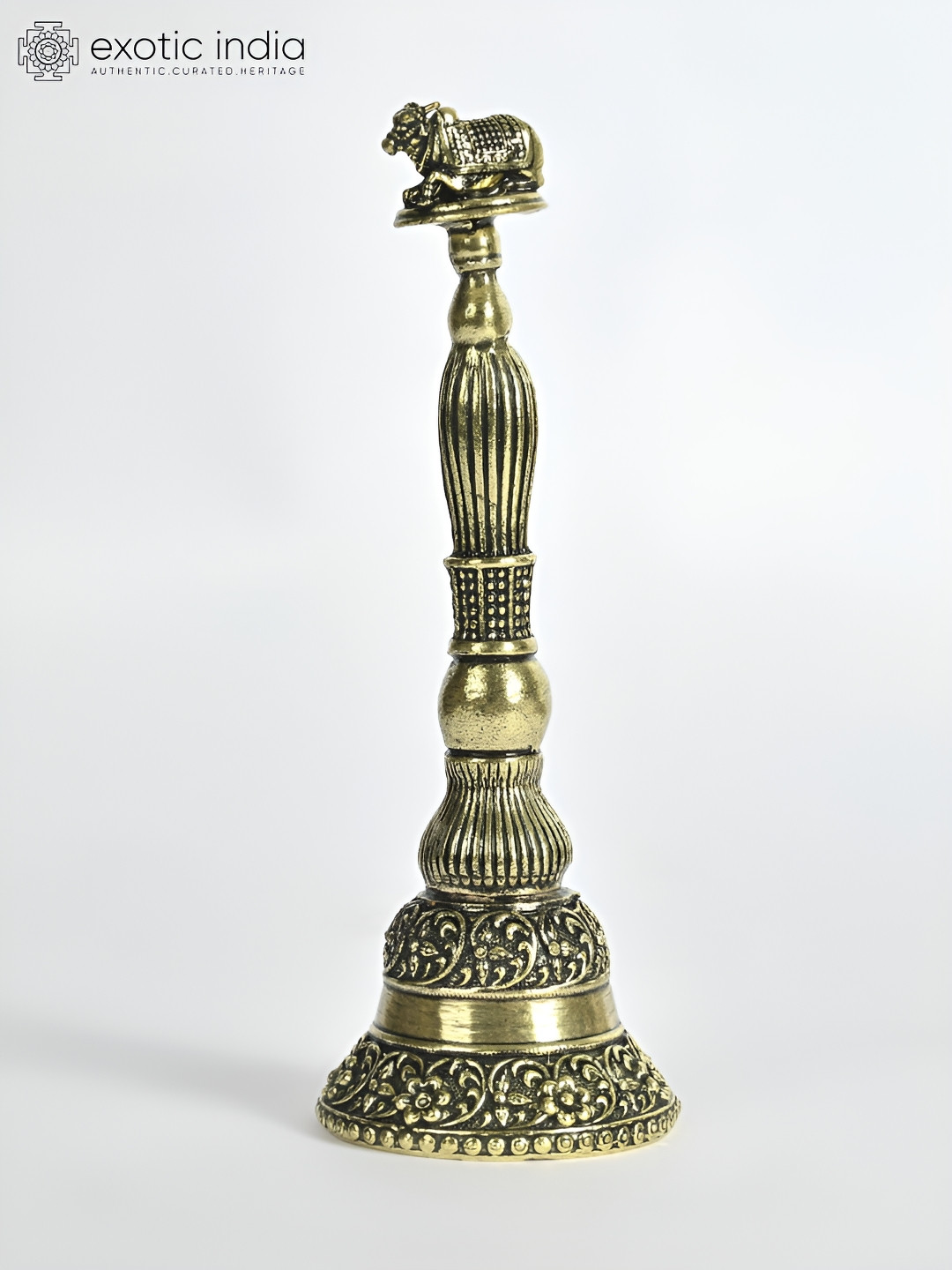 Exotic India Small Superfine Nandi Bell In Brass Sacred Puja Items for Rituals