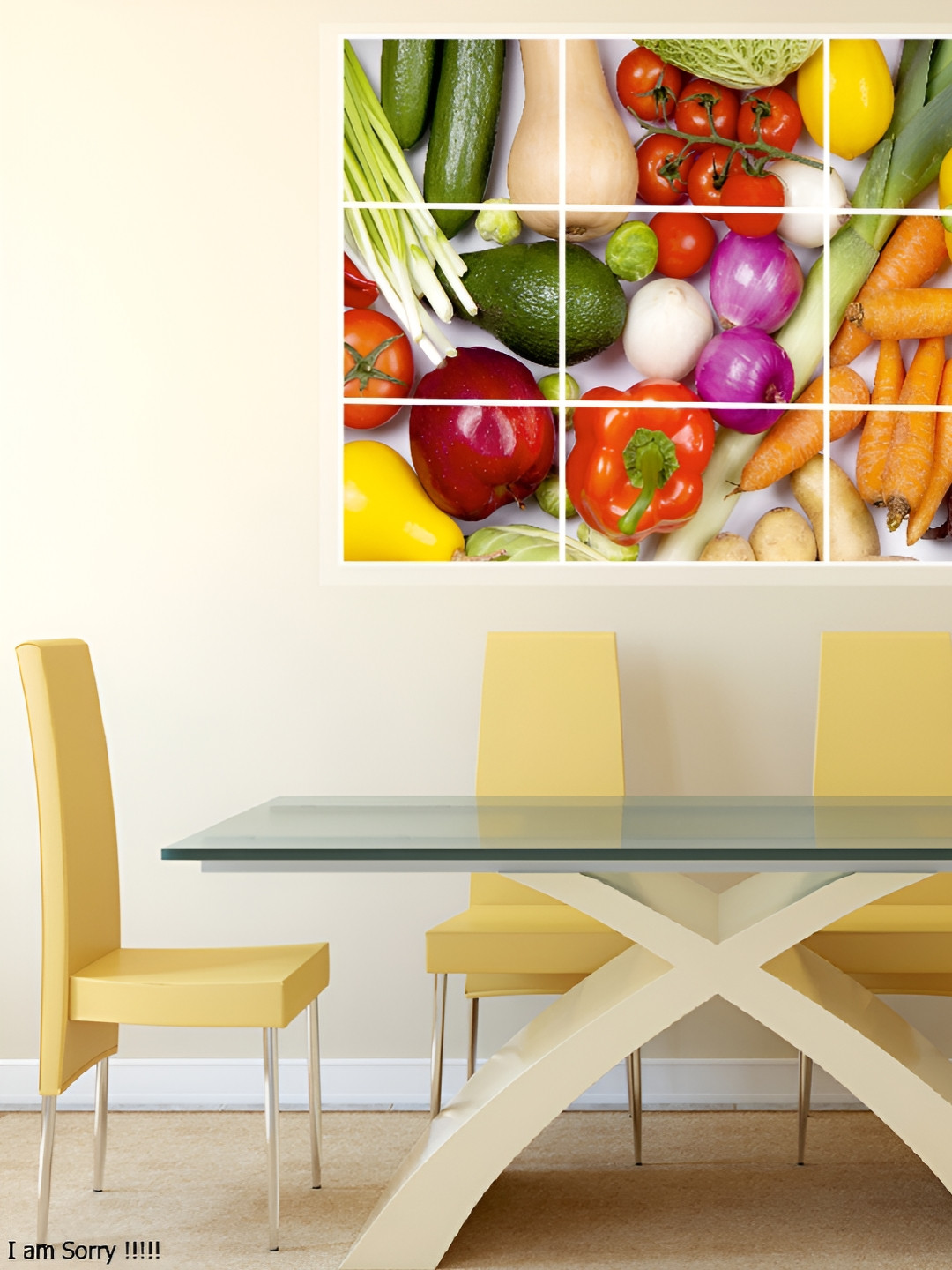 LANSTICK Red & Green Vegetable Self Adhesive Wall Sticker