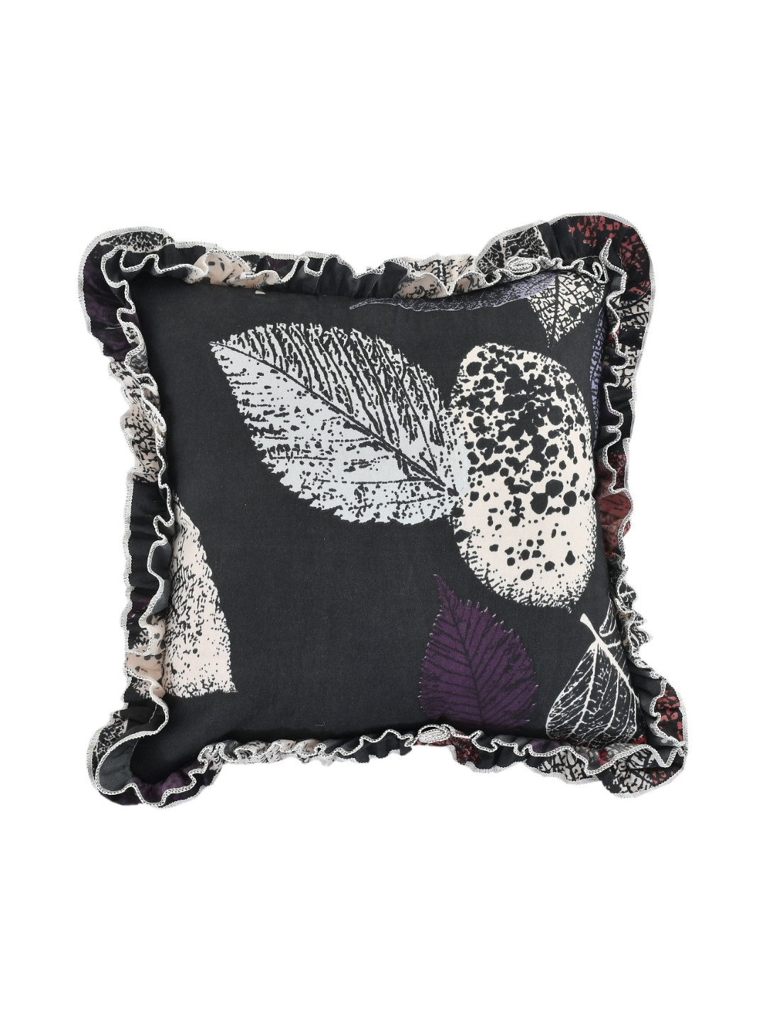 Luxmi Cotton Fabrics Black & Grey 5 Pieces Floral Printed Square Cushion Covers