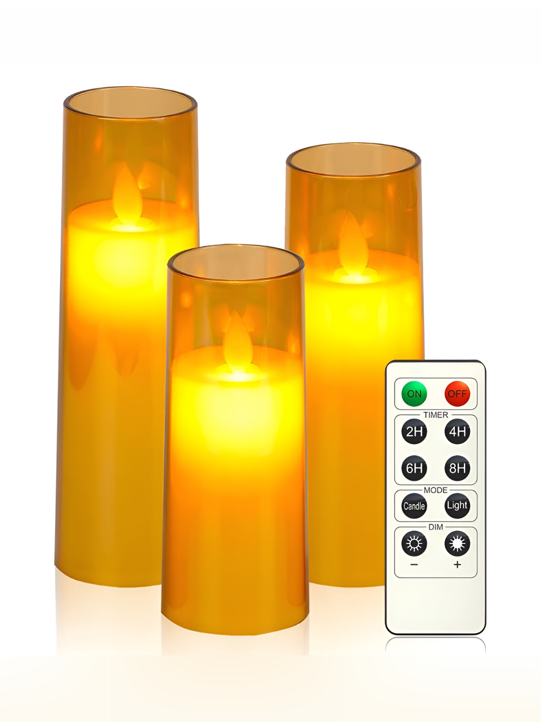 LTETTES Pillar LED Acrylic Glass2.3 3Pcs 1 Wick Solid Geometric Regular Jar Candles