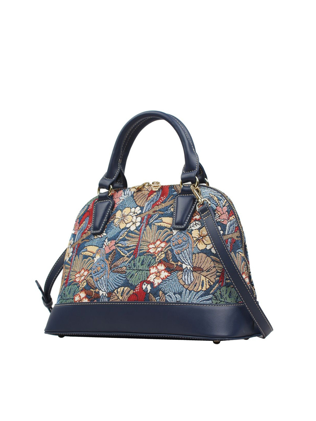 Henney Bear Floral Printed Shopper Handheld Bag with Cut Work