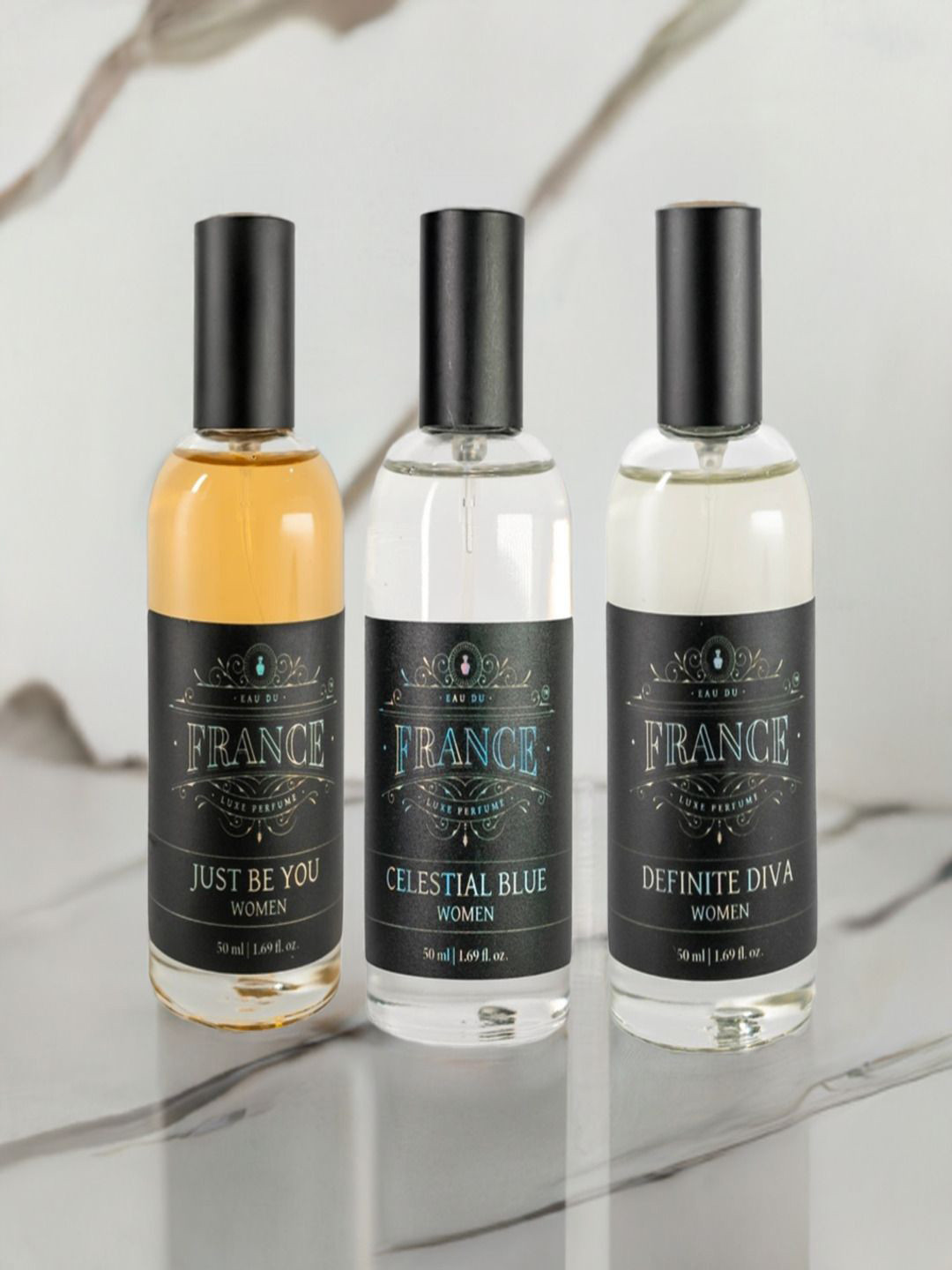 Eau DuFrance Set Of 3 Just Be You, Celestial Blue & Definite Diva EDP - 50 ml Each