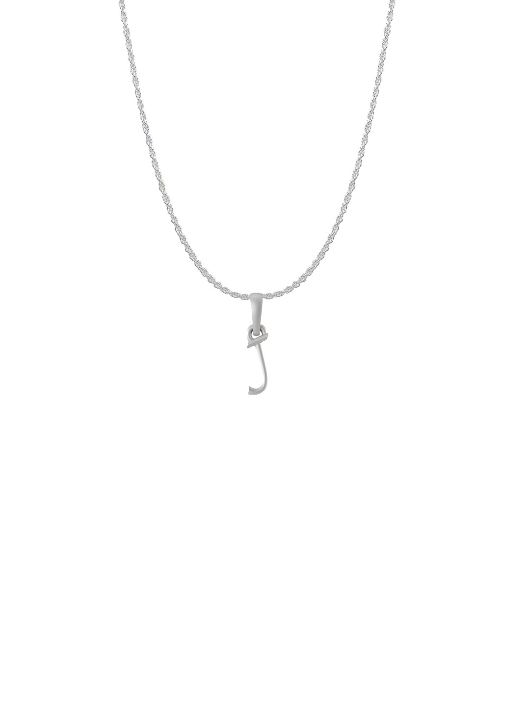 Metronaut 92.5 Sterling Silver Contemporary J Alphabet Pendant with Chain