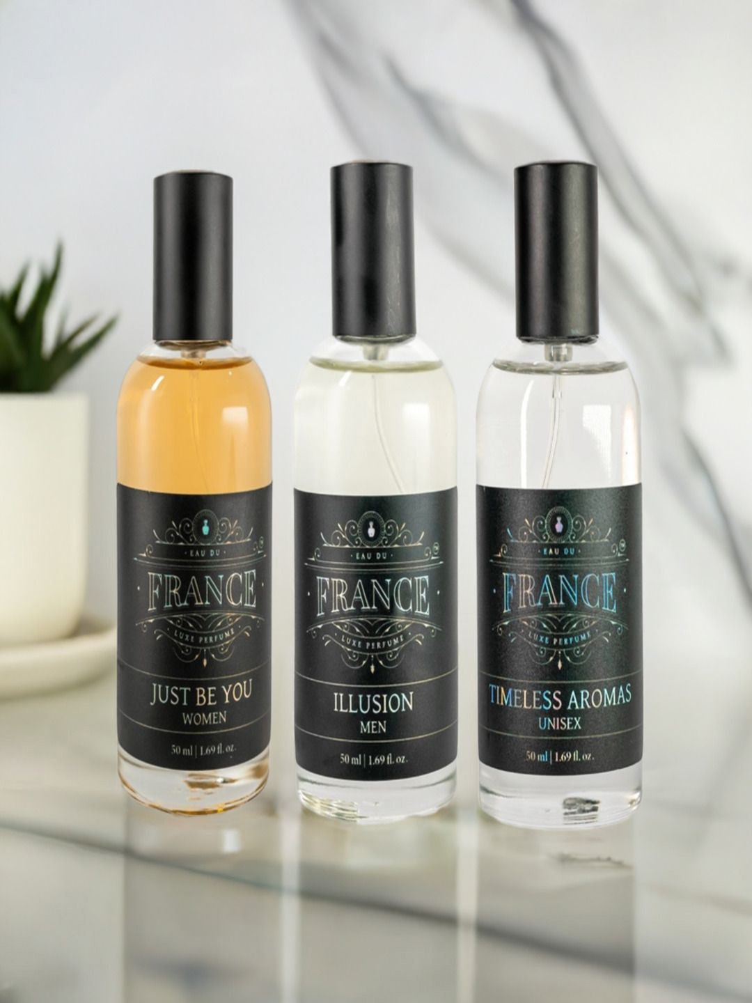 Eau DuFrance Set Of 3 Timeless Aromas With Just Be You & Illusion Eau De Parfum 50 ml Each