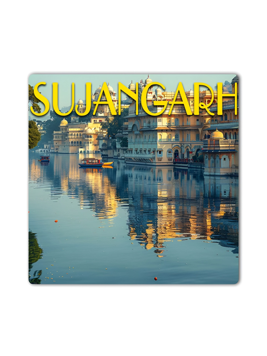 ARTBUG Blue & Beige Sujangarh City Printed Wooden FridgeMagnet