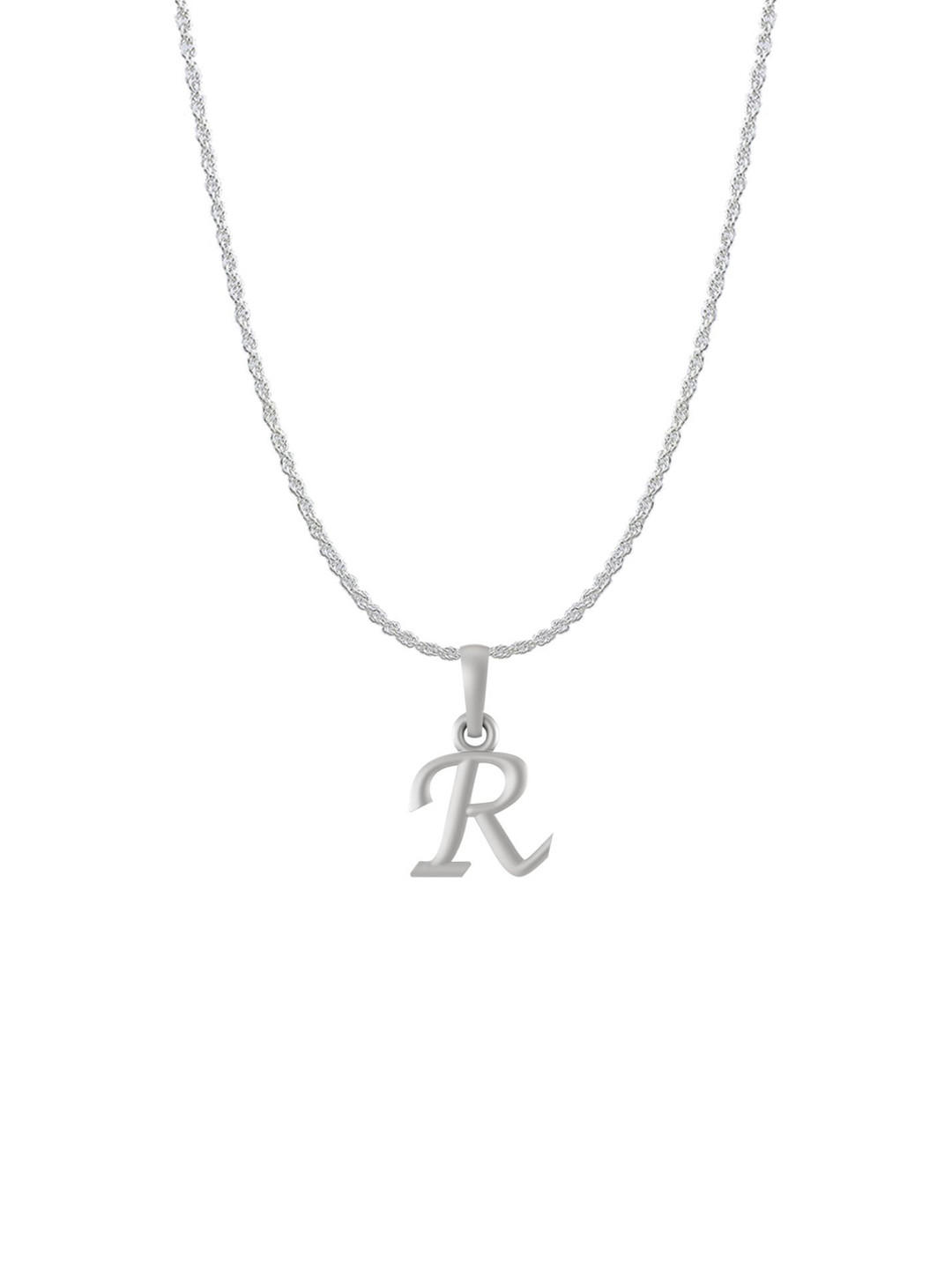 Metronaut Men 92.5 Sterling Silver R Alphabet Pendant with Rope Chain