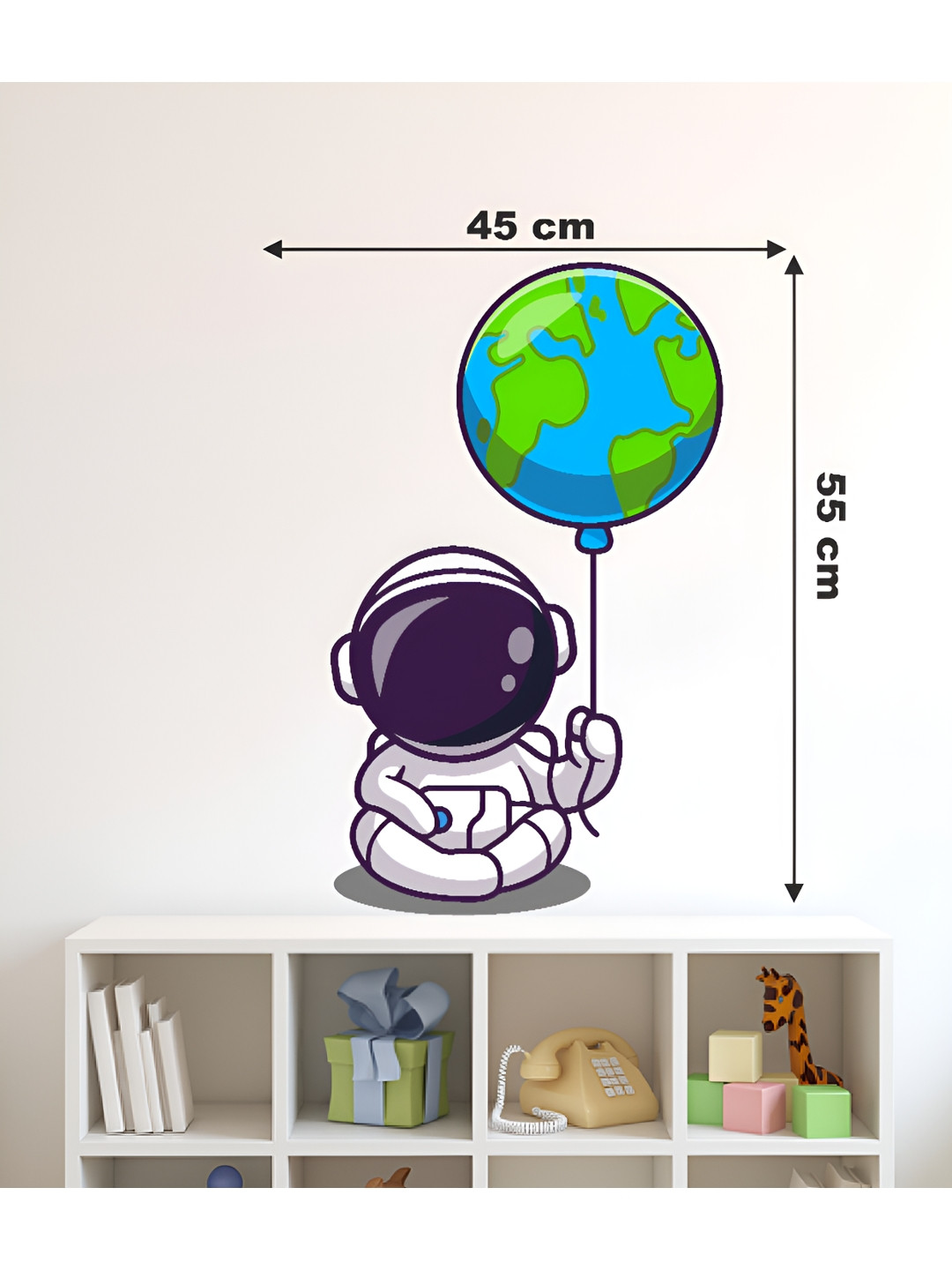 LANSTICK White & Black Astronut Self Adhesive Wall Sticker