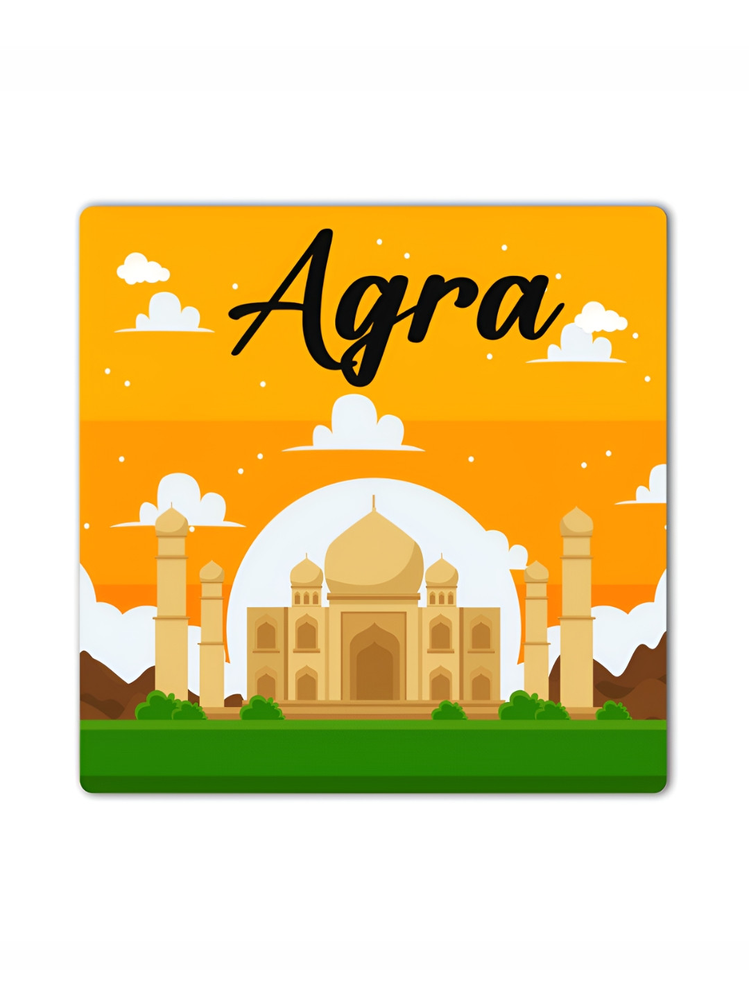 ARTBUG Yellow & Green Printed Wooden Fridge Magnet