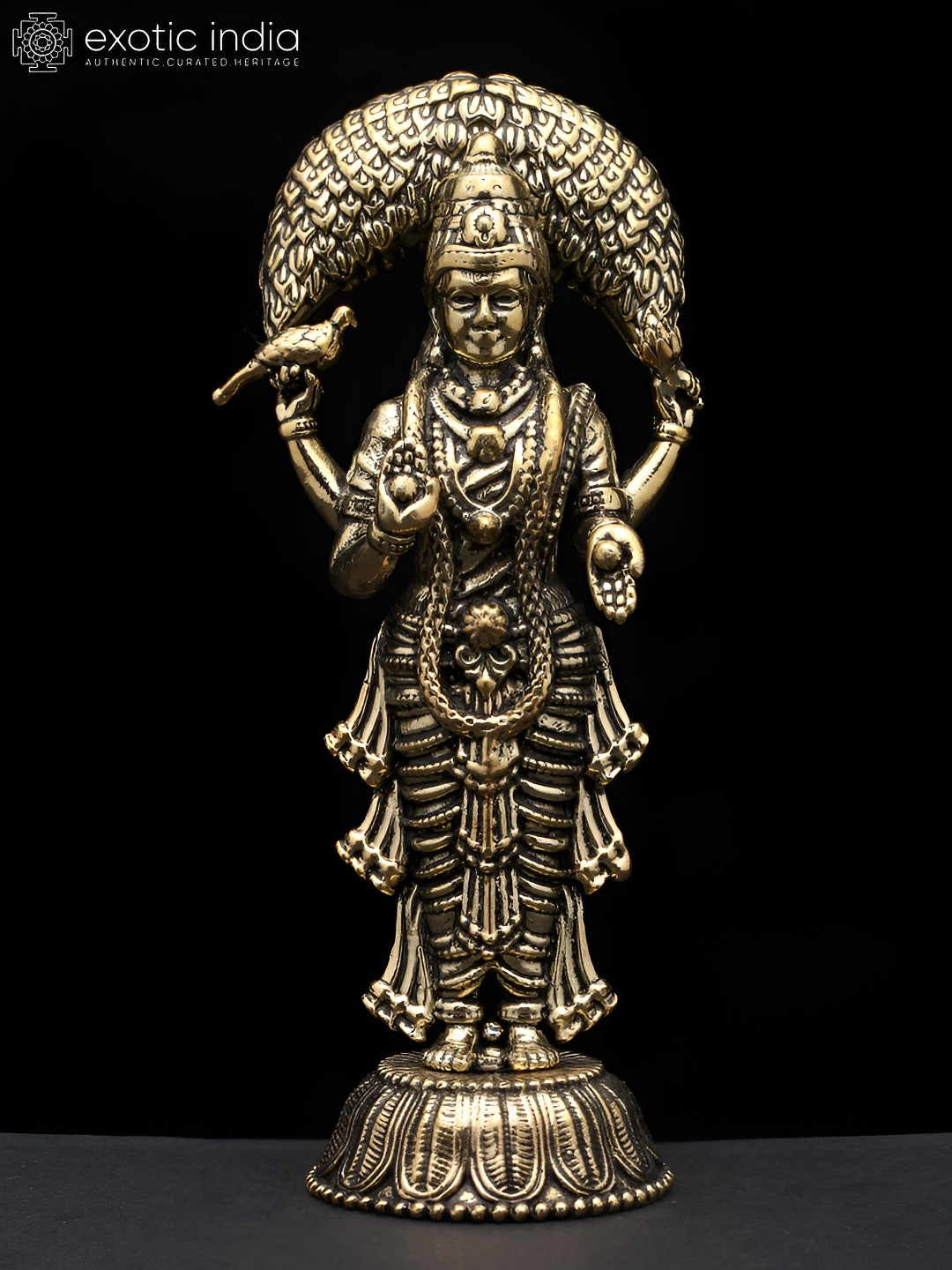 Exotic India Vasavi Kanyaka Parameshvari Devi Gold Brass Metallic Prayer Room Tiny Showpiece - 3.5 Inches