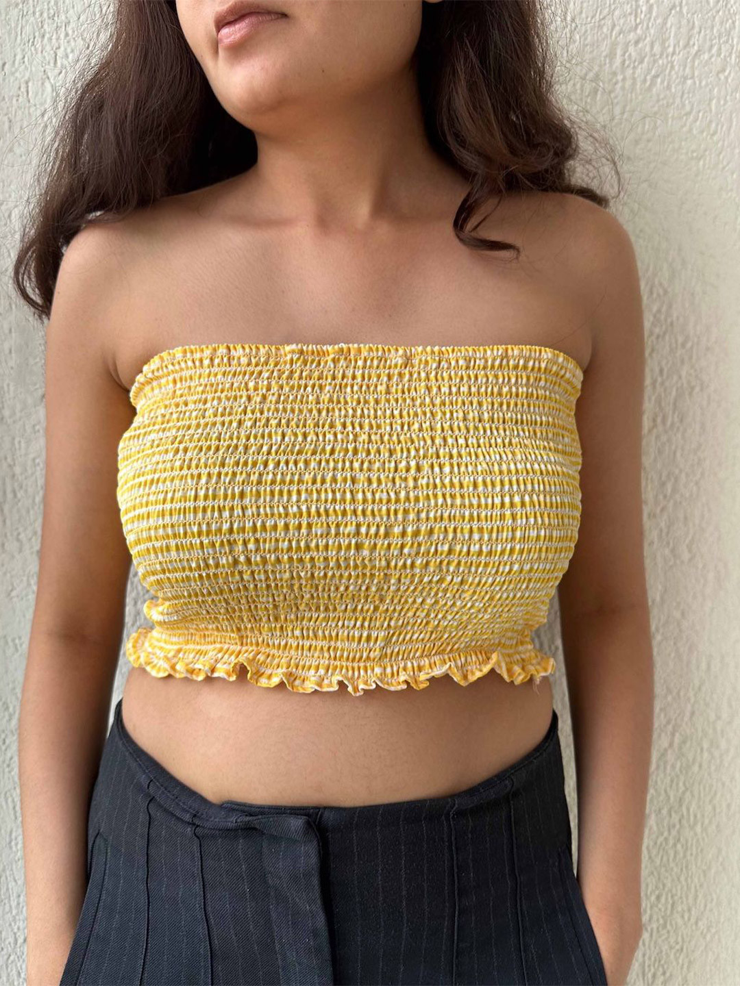 Medh Linen Tube Crop Top