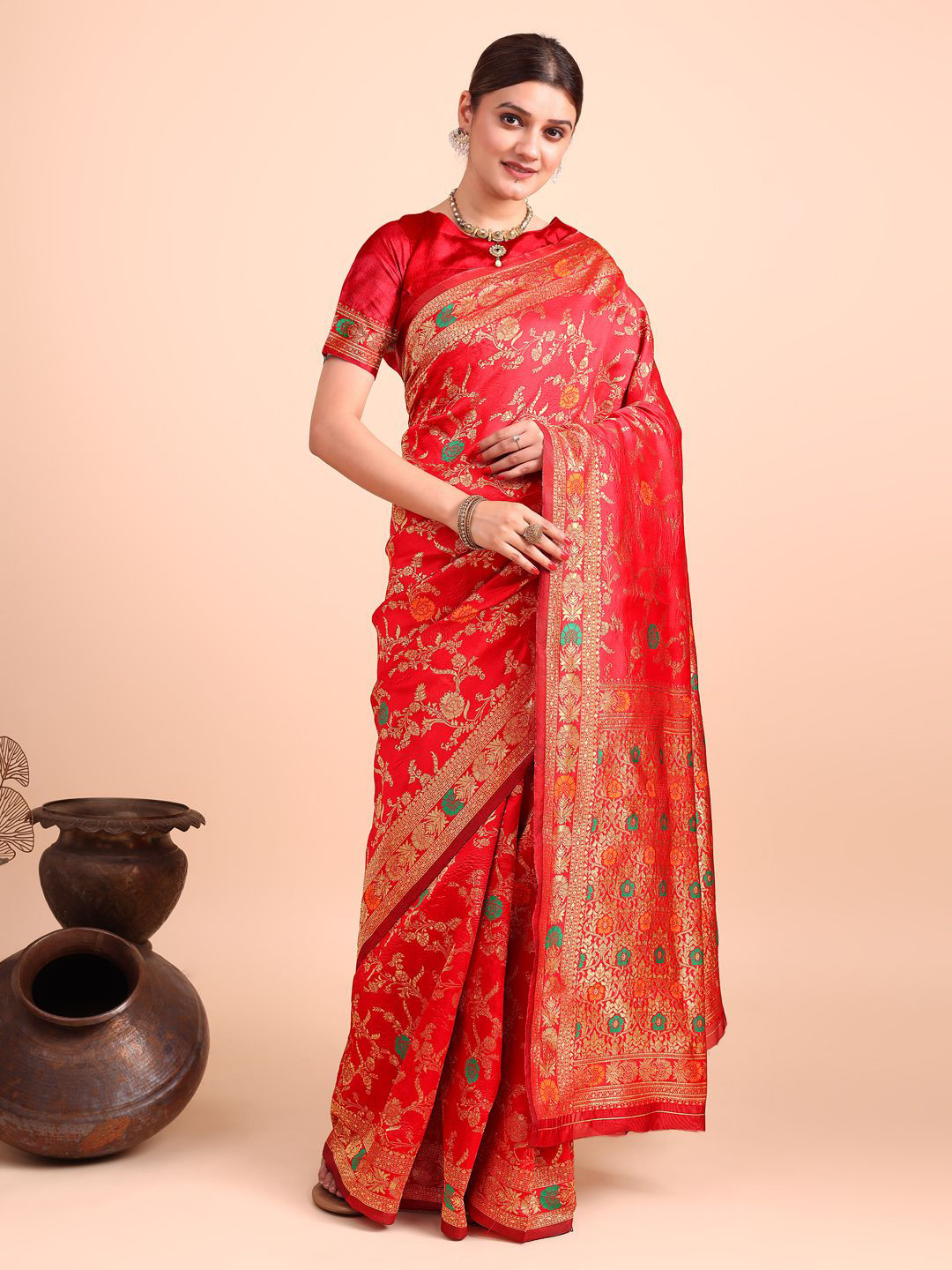 F FASHION Embellished Zari Art Silk Designer Kanjeevaram Saree