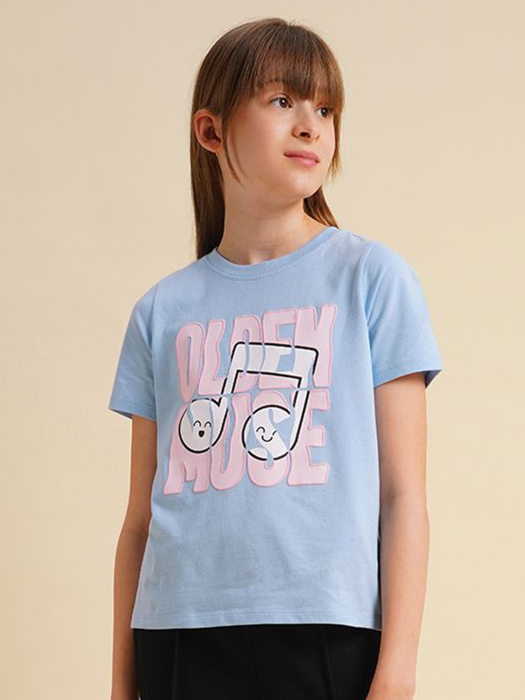 Vero Moda Girls Typography Printed Pockets T-shirt