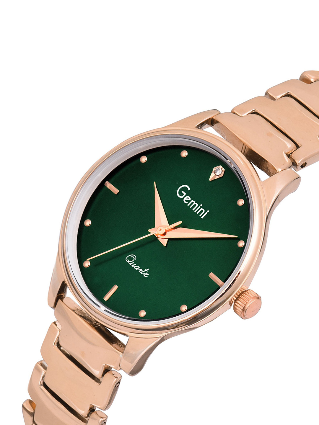 GEMINI Women Brass Patterned Dial & Stainless Steel Bracelet Style Straps Analogue Watch GL-2221WM04